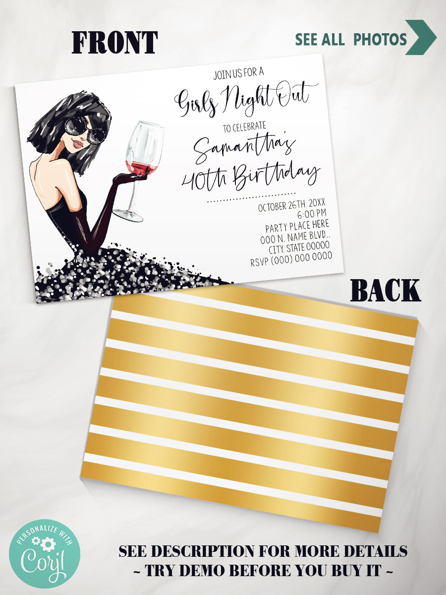 Girls Night Out Invitation: Wine Tasting Birthday Party