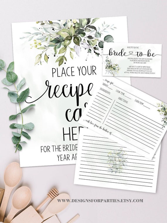 Recipe card for the Bride bring a recipe bridal shower | Etsy