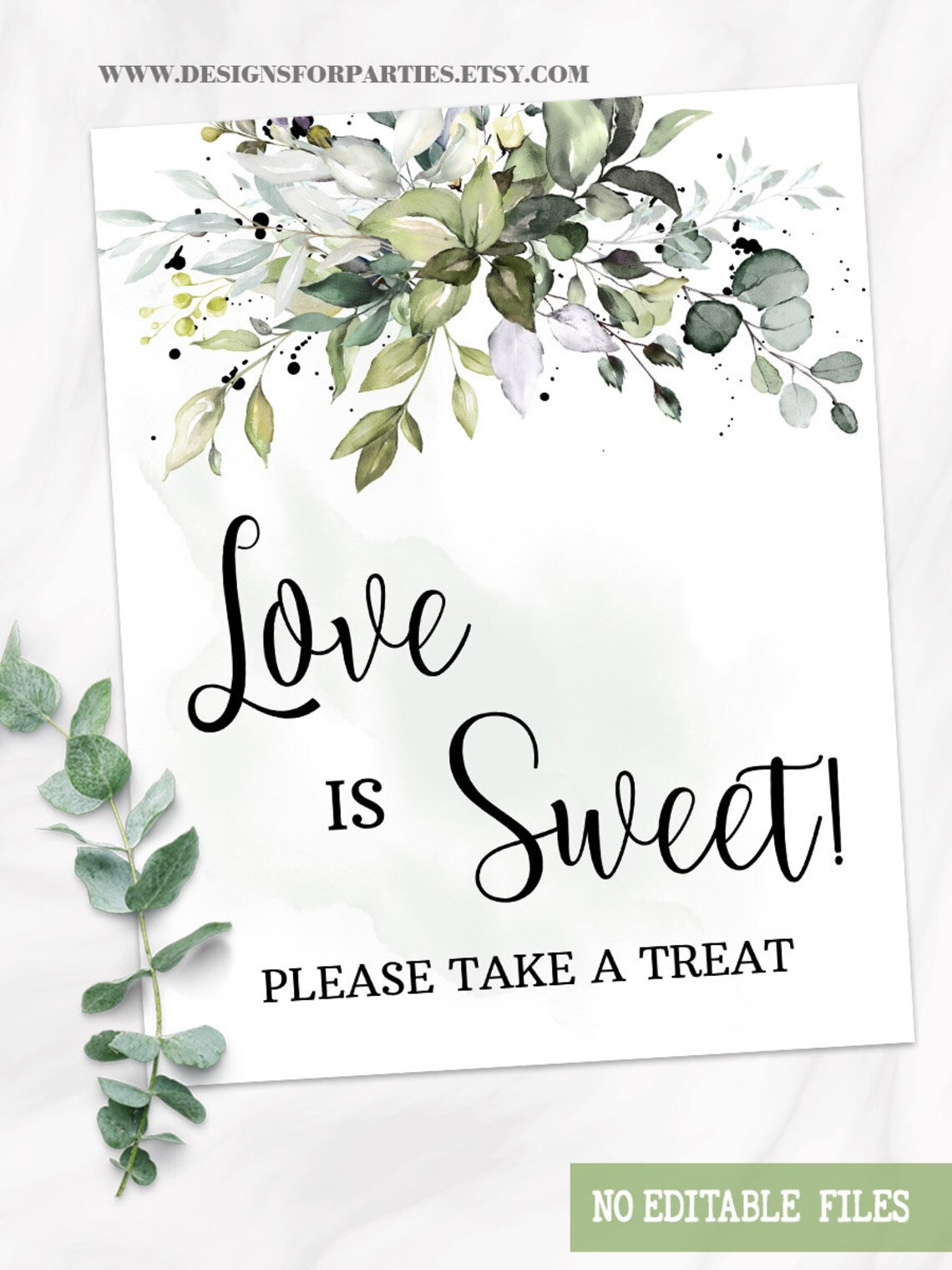 Greenery Love is Sweet Please Take a Treat Sign Bridal Shower - Etsy