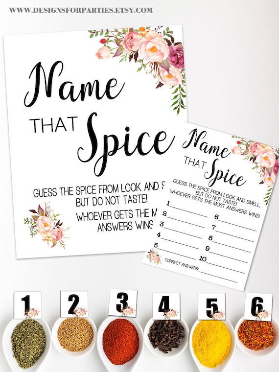 Guess the Spice Game Bridal Shower Activity Name the Spice Etsy
