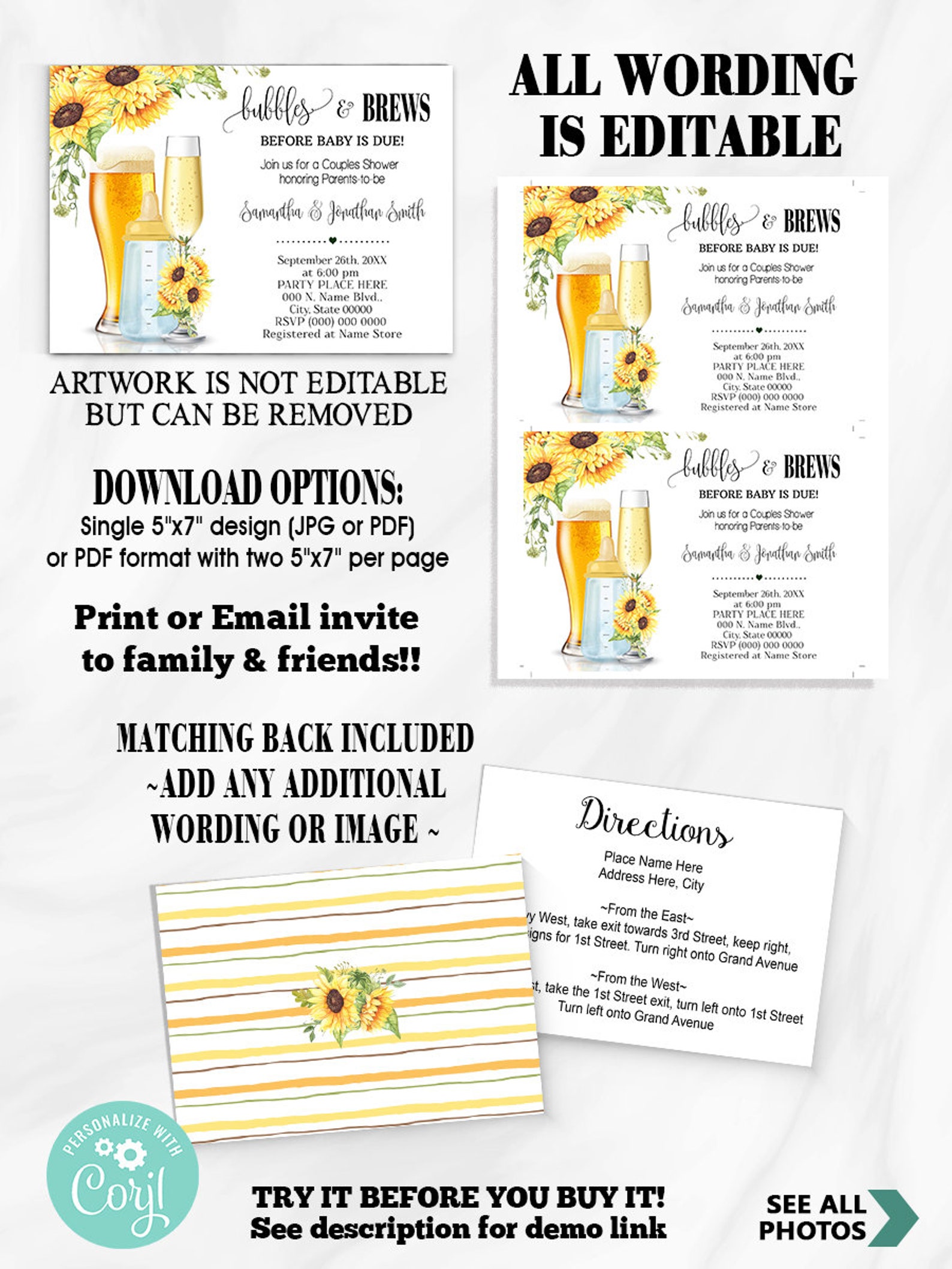 Bubbles and Brews Before Baby is Due Couples Baby Shower Etsy