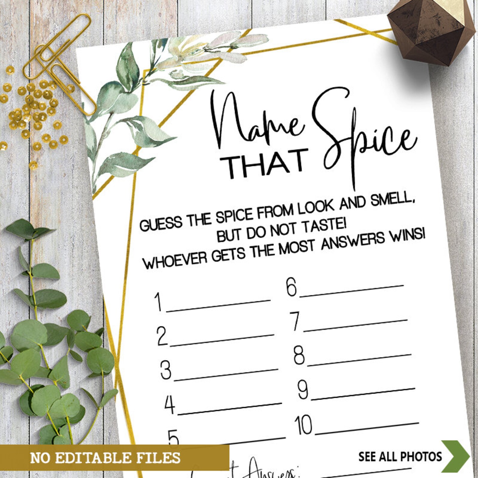 Guess the Spice Game Bridal Shower Activity Name the Spice | Etsy