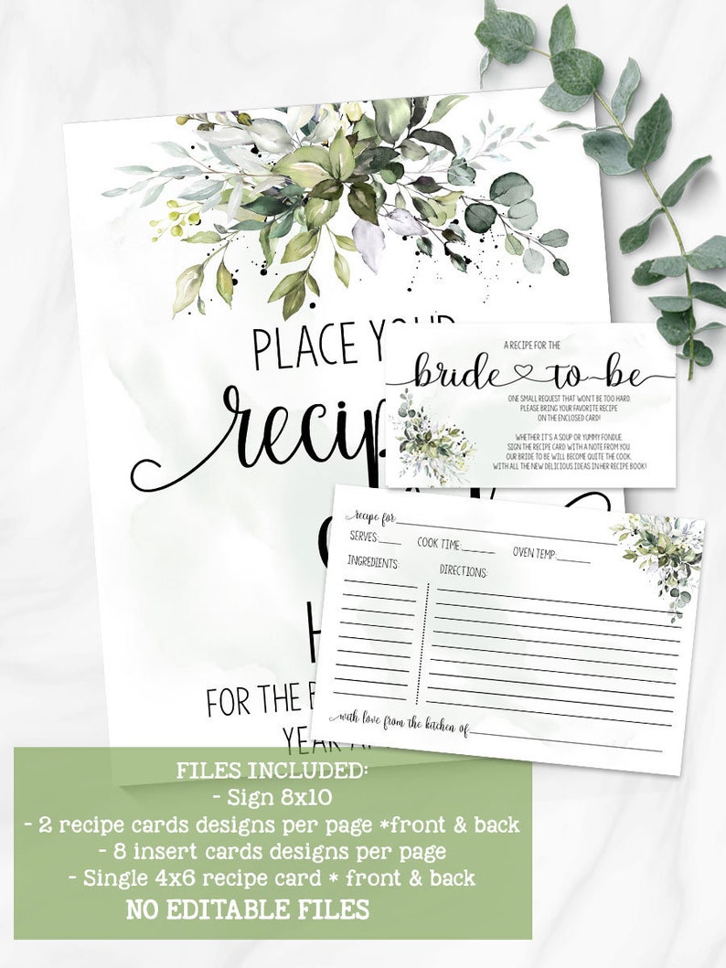 Recipe card for the Bride bring a recipe bridal shower Etsy