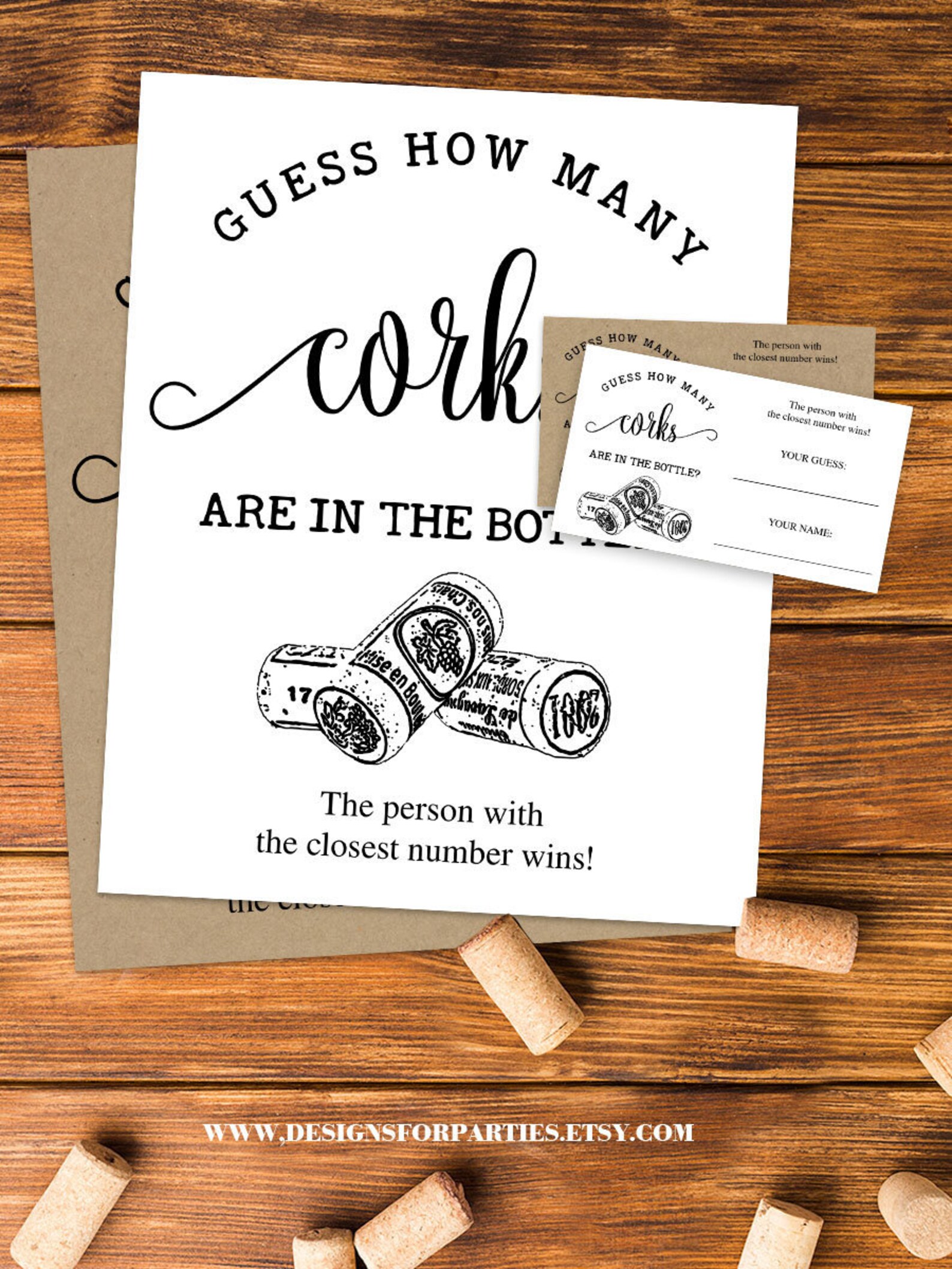 Guess How Many Corks Game Bridal Shower Editable Game Couples Etsy