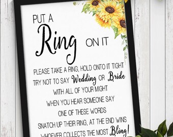 The Ring Hunt Game - Sunflower Bridal Shower Game With Sign & 30 Rings, Fun Party Activity For Wedding Showers & Engagement Parties - View #7