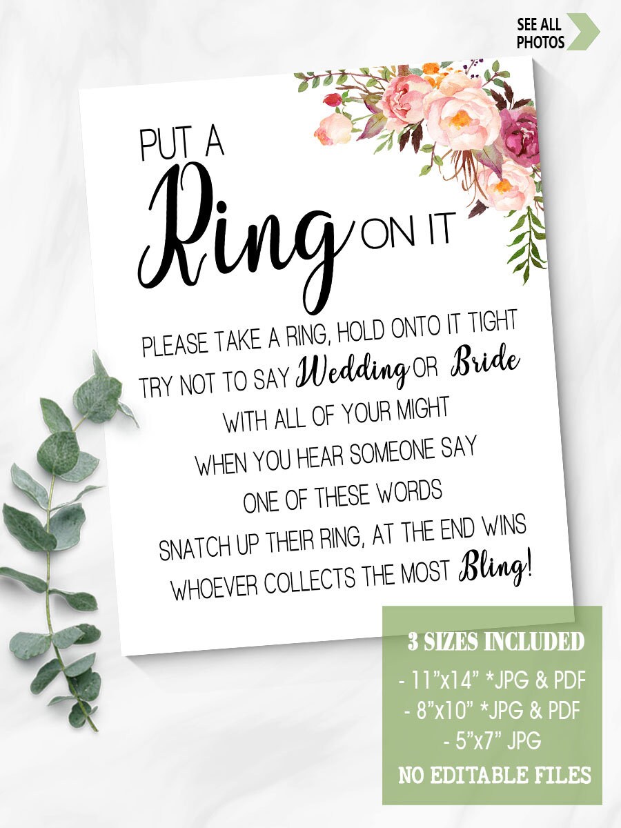 Put a Ring on It Bridal Shower Game Don't Say Bride or Etsy