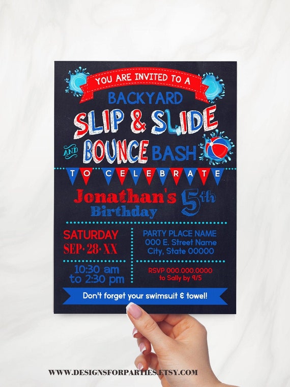 Slip Slide And Bounce Summer Backyard Birthday Bash Etsy France