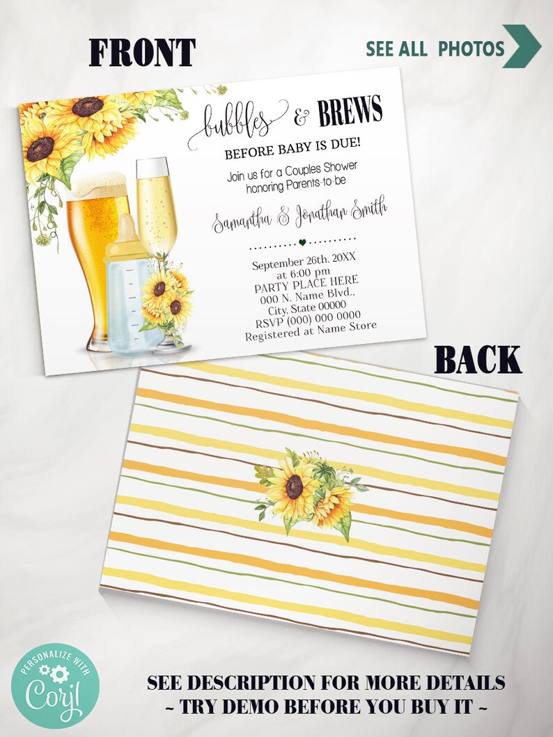 Bubbles and Brews Before Baby is Due Couples Baby Shower Etsy