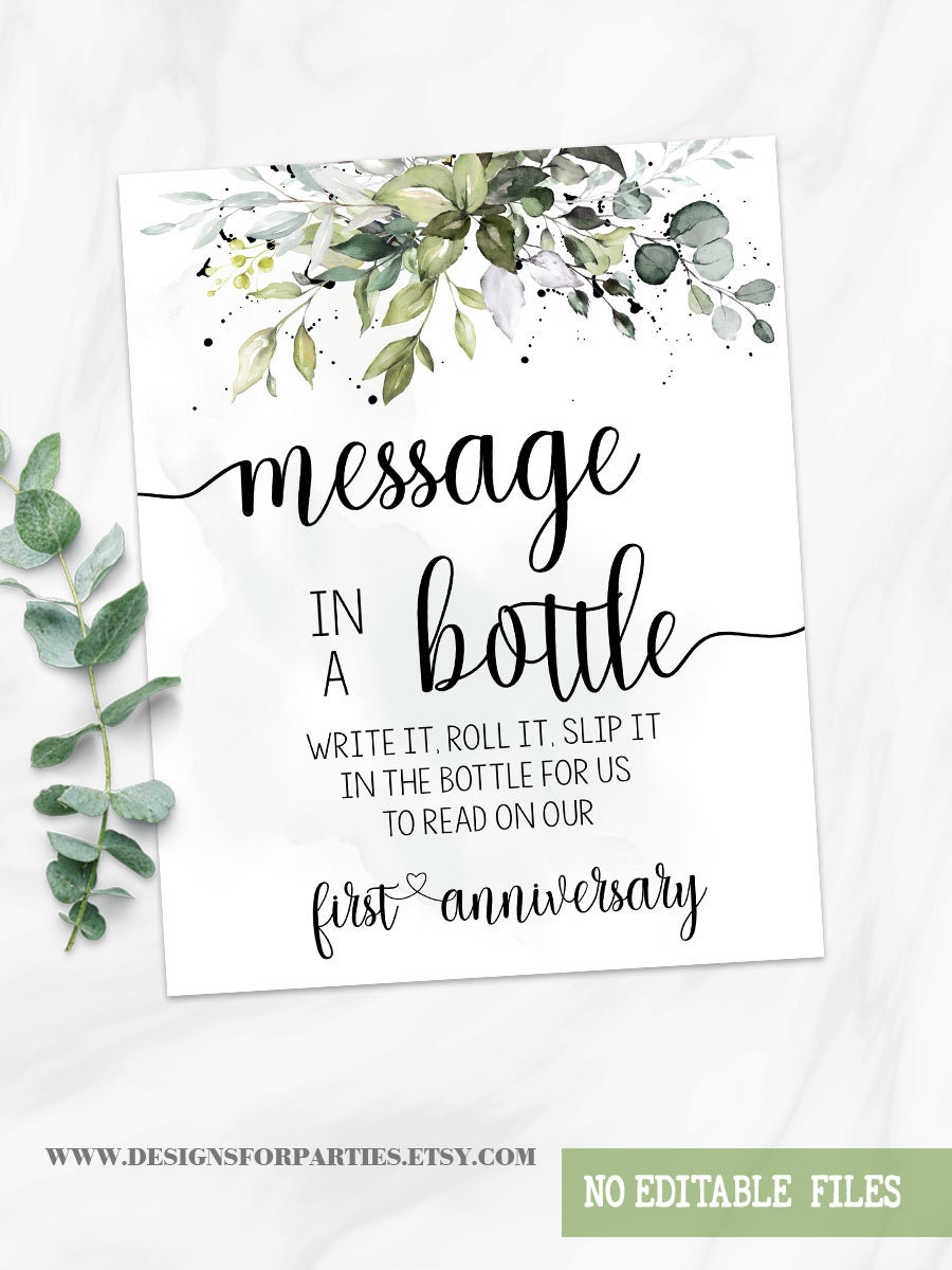 Eucalyptus Greenery Message in a Bottle Bridal Shower Game (ready to ...