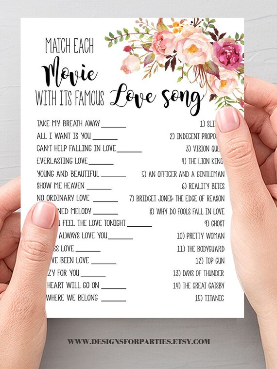 Free Bridal Shower Song Game Printables