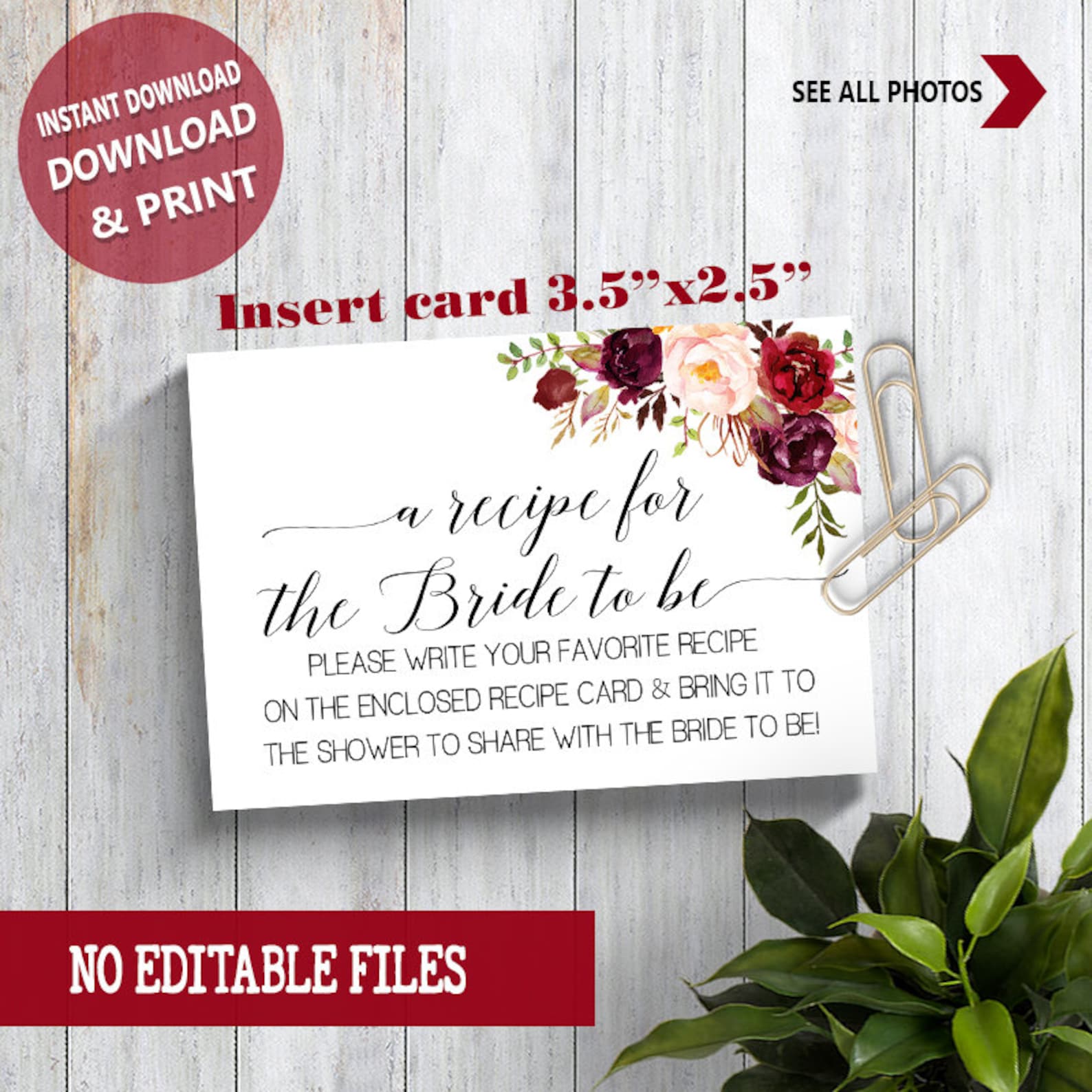 Recipe Card for the Bride Bring a Recipe Bridal Shower Etsy