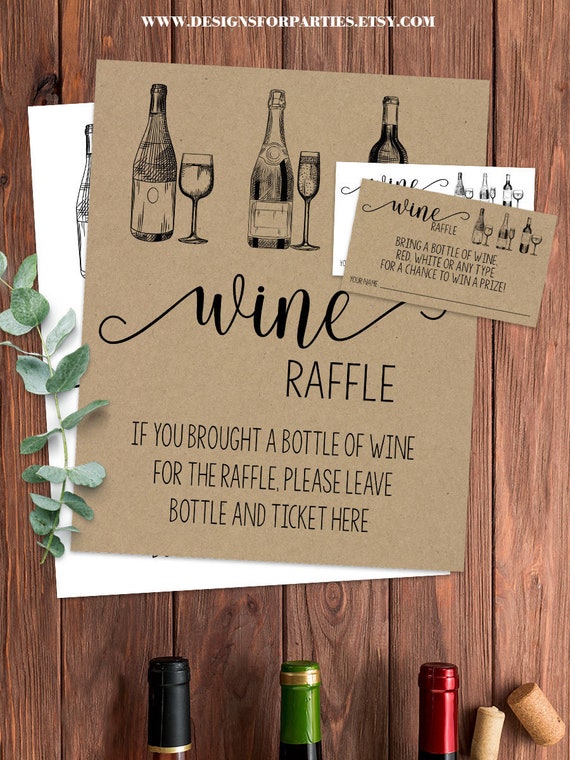 Wine Raffle Tickets and Sign Bridal Shower Stock the Bar Etsy