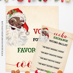 Christmas Cookie Exchange Game Vote for Favorite Christmas Cookie AA Santa Family Holiday Office Game Ready to Print No Editable 15-GP9371