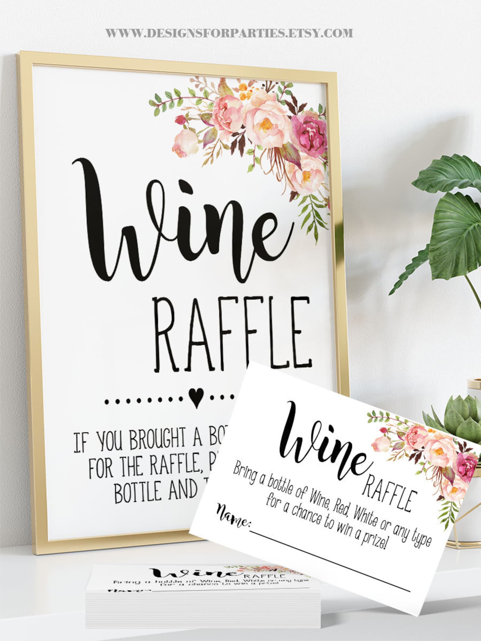 Wine Raffle Tickets & Sign Bridal Shower Stock the Bar Pink Etsy
