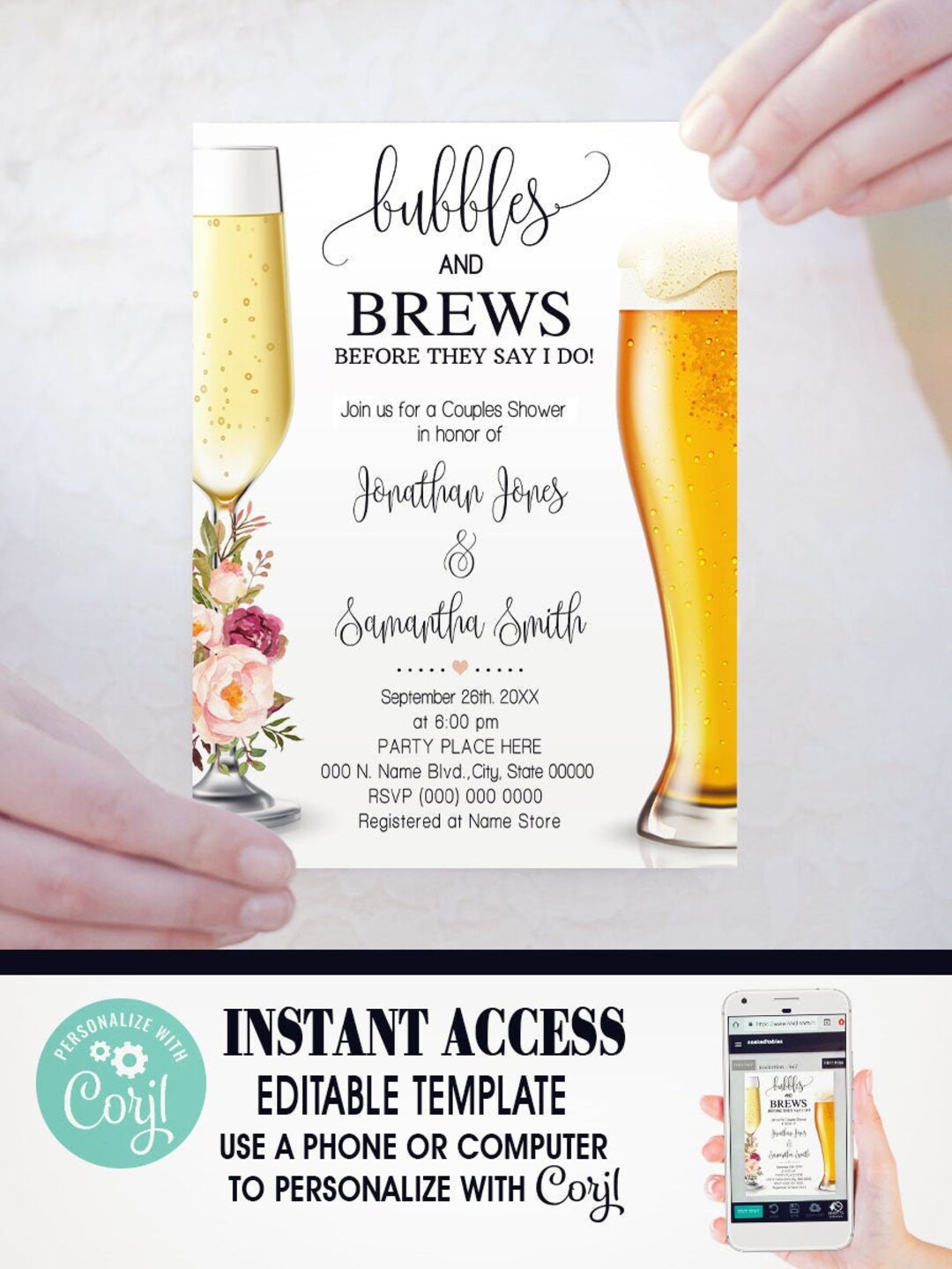 Bubbles and Brews Before They Say I Do Couples Shower Etsy