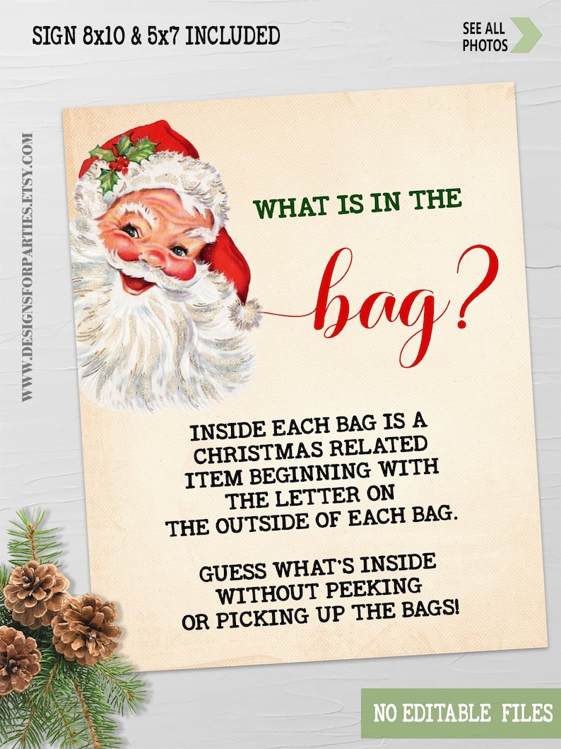 Christmas What is in the Bag Game Guess What is in the Bag Game Santa