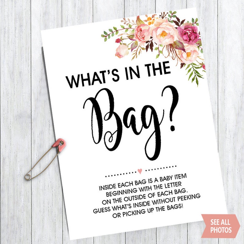 Pink Flowers What is in the Bag Game Guess Whats in the Bag Etsy