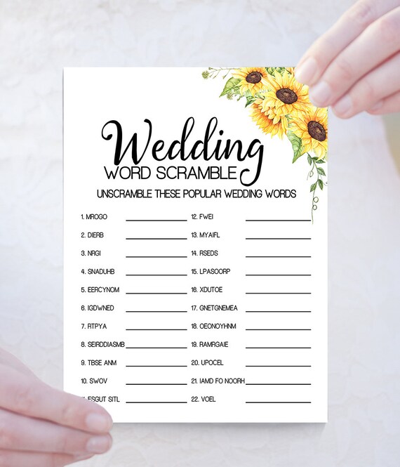 Wedding Word Scramble Game Bridal Shower Activity Game | Etsy