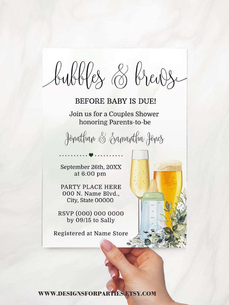Bubbles and Brews Before the Baby is Due Couples Baby Shower Etsy