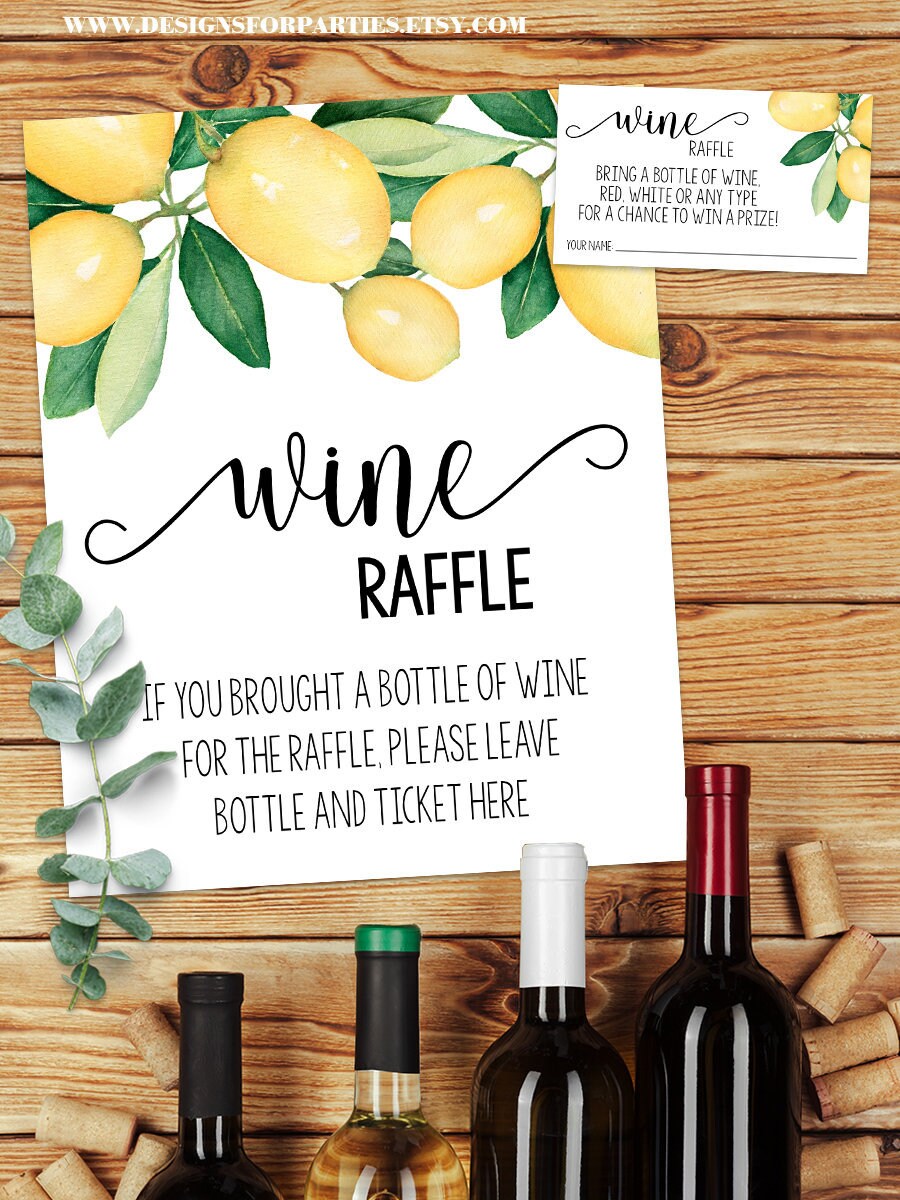 Wine raffle tickets & sign bridal shower stock the bar Etsy