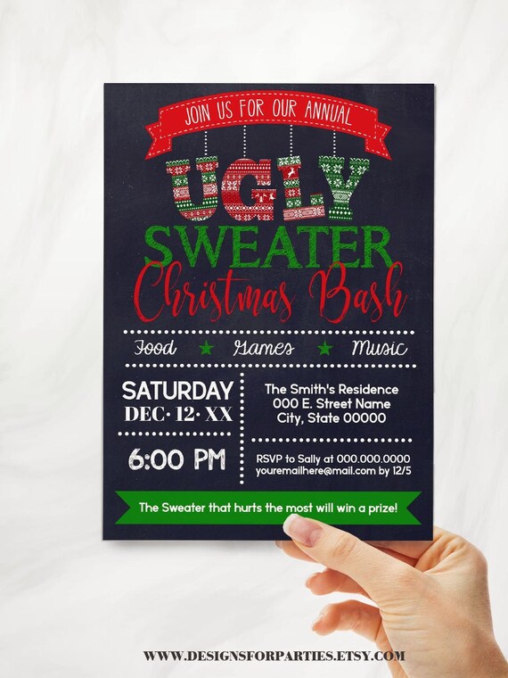 Ugly Sweater Holiday Party Bash Invitation Annual Christmas Office