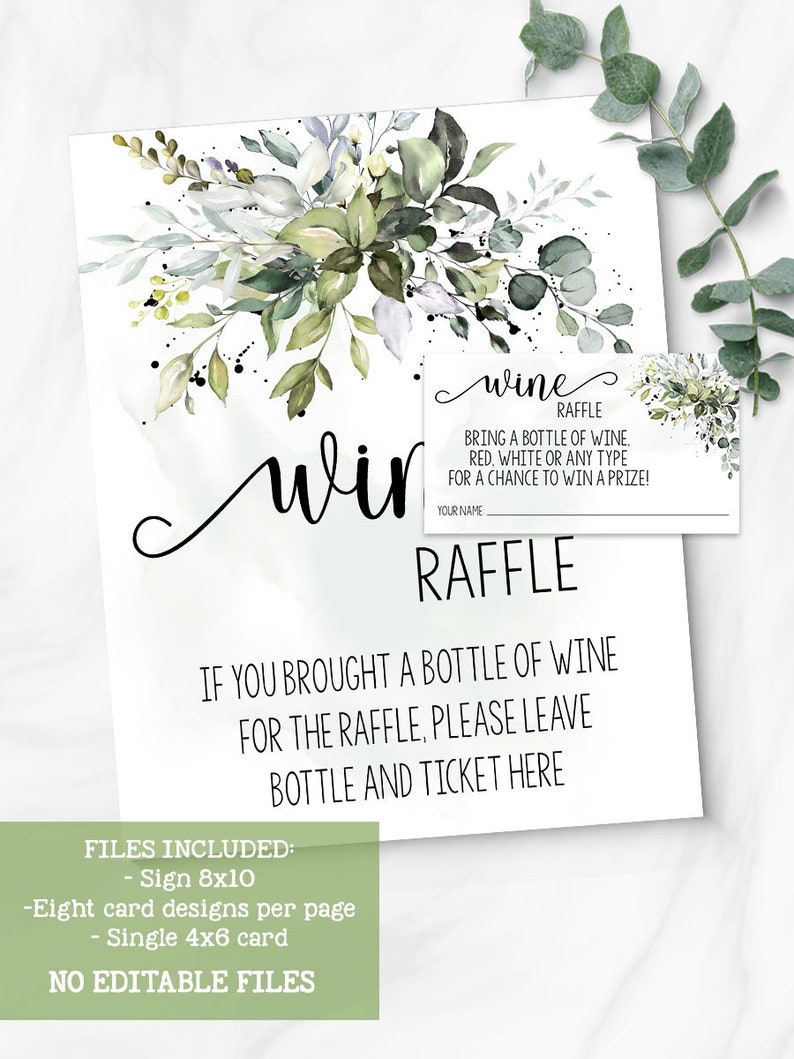 wine raffle tickets and sign bridal shower stock the bar etsy