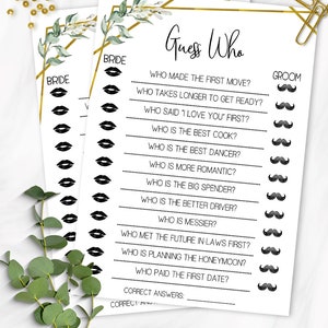 Guess Who Game Bridal Shower Activity Game Greenery Eucalyptus - Etsy