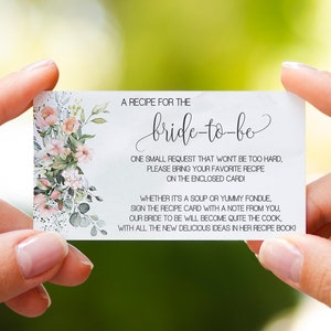 Recipe Card for the Bride, Bring a Recipe Bridal Shower Greenery ...