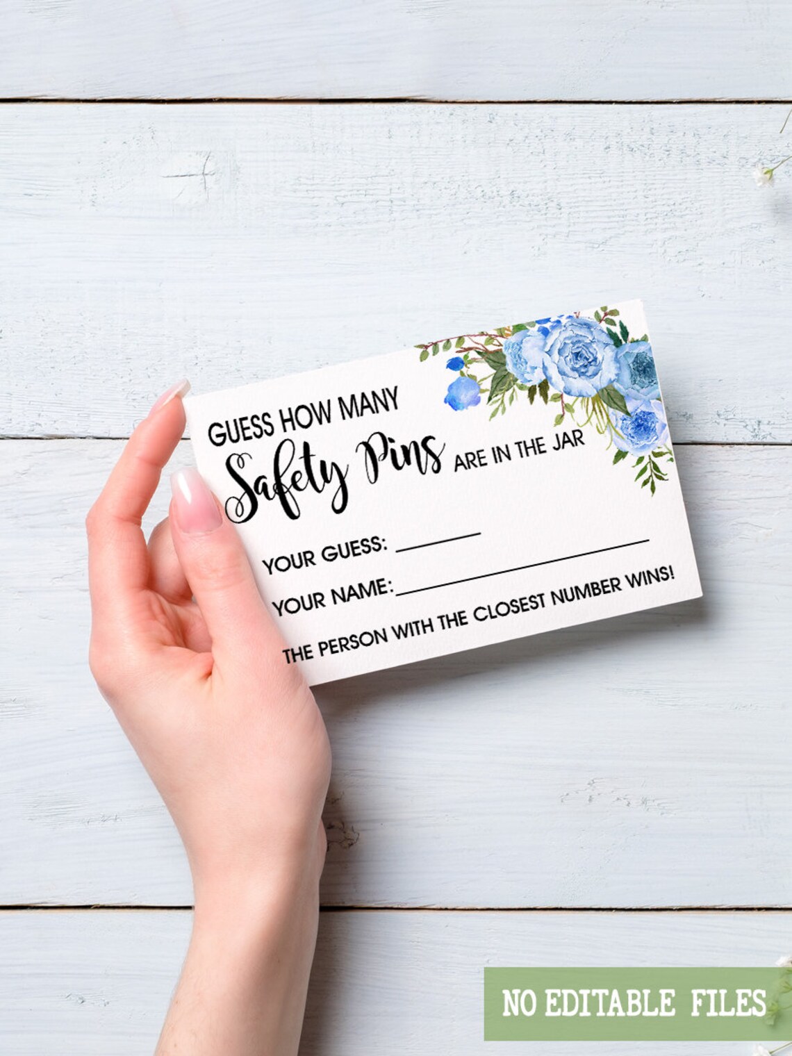 How Many Safety Pins Game Baby Shower Game Blue Flowers Etsy