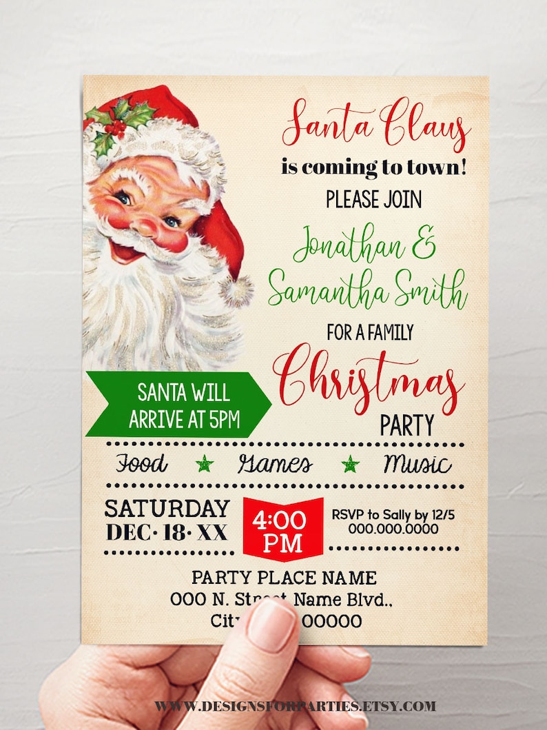 Santa is Coming to Town Party Invitation Annual Christmas Bash - Etsy