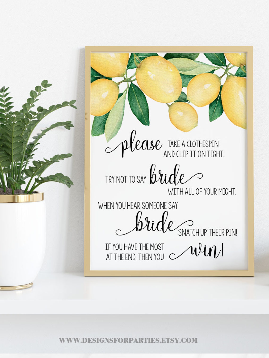 Clothespin game bridal shower don't say bride or wedding Etsy