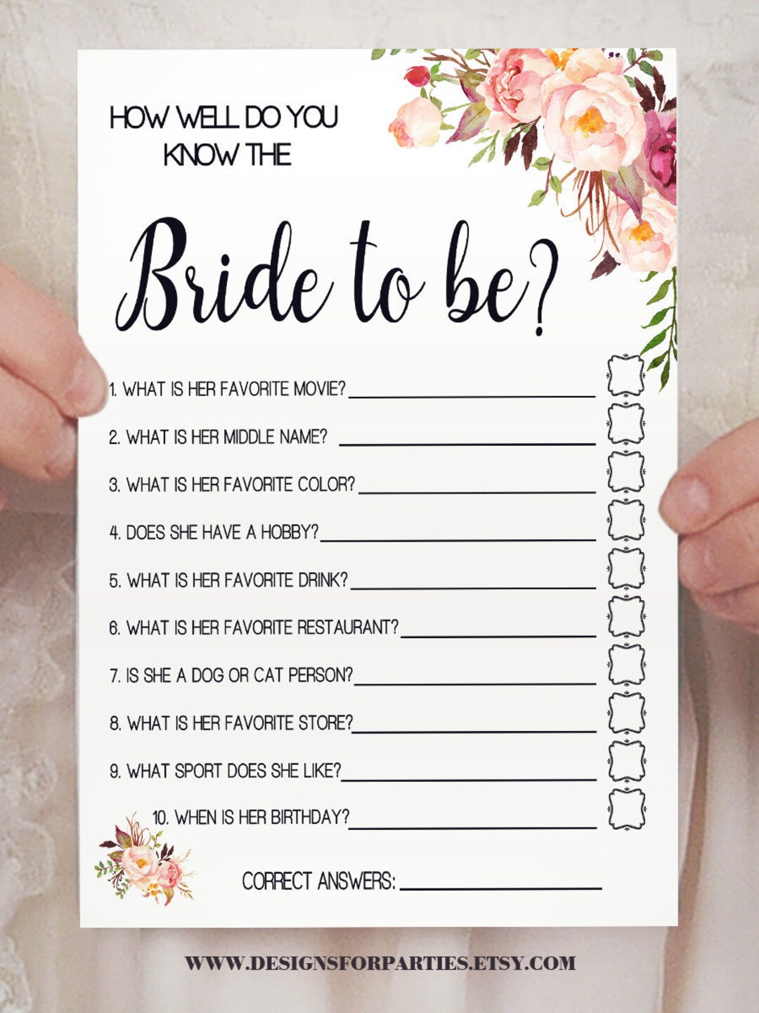 How Well Do You Know the Bride Bridal Shower Activity Game - Etsy