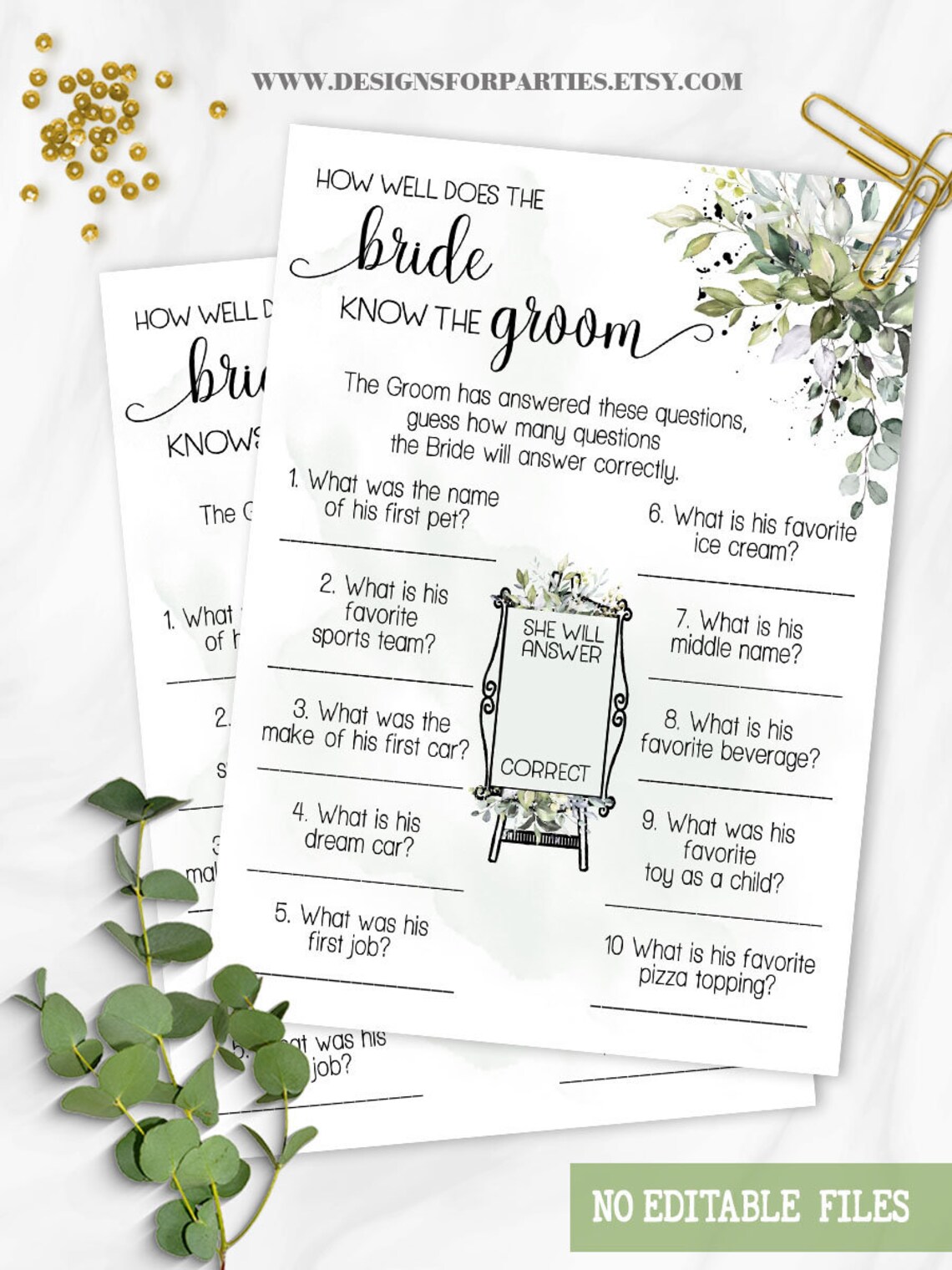 How Well Does the Bride Know the Groom Bridal Shower Game Etsy