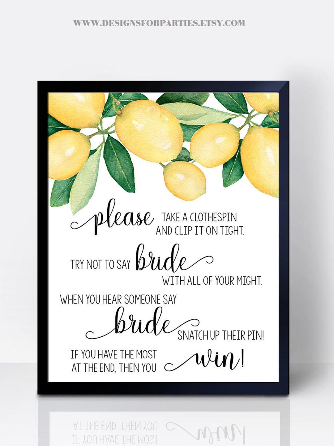 Clothespin Game Bridal Shower Don't Say Bride or Wedding Editable Game ...