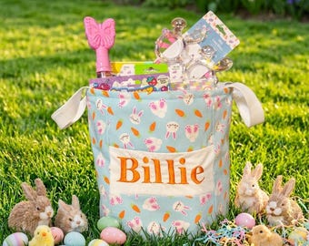 Personalized Easter Basket • Embroidered kids tote • Custom bag with name • Handmade with care • Reuseable keepsake