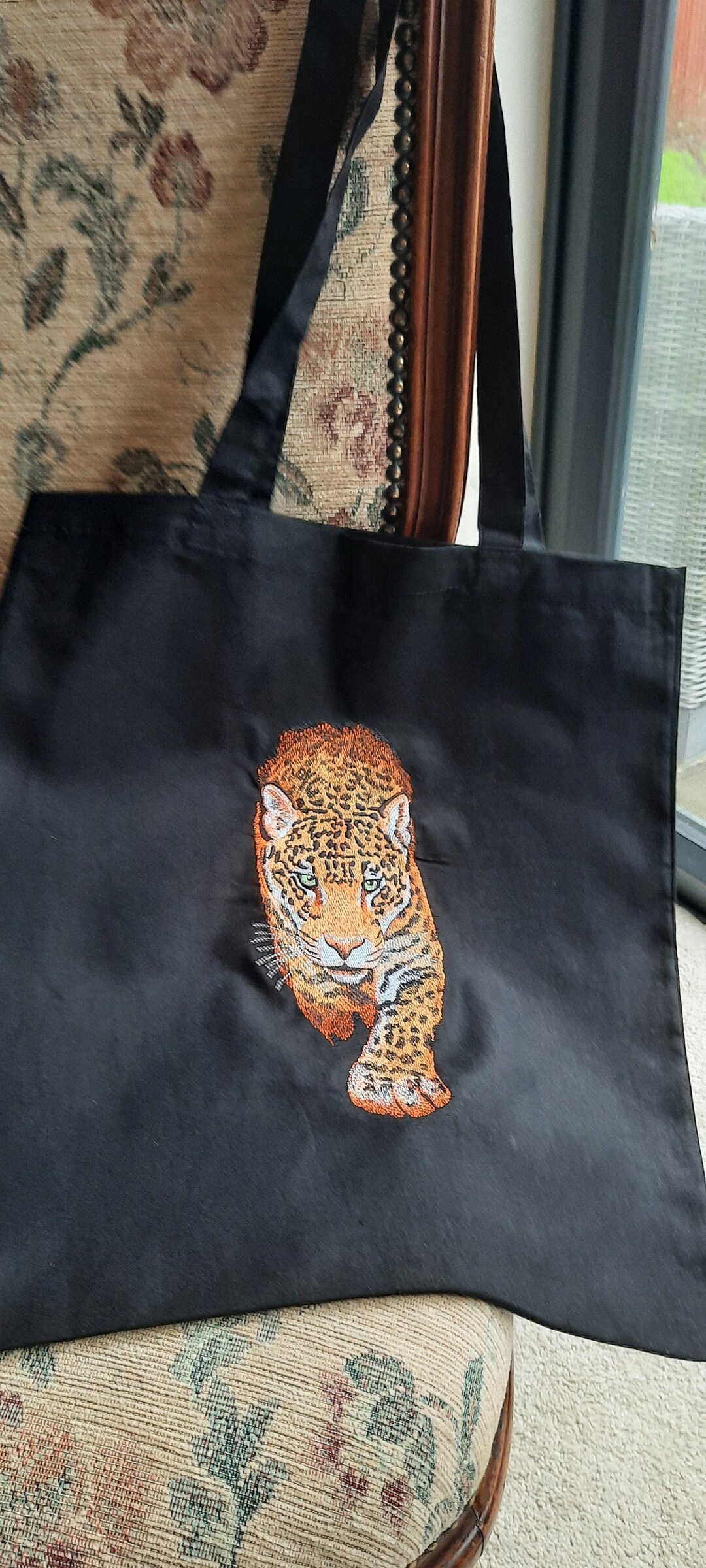 Beautiful Jaguar Tote Bag Embroidered Big Cat Tiger Made to Order Etsy UK