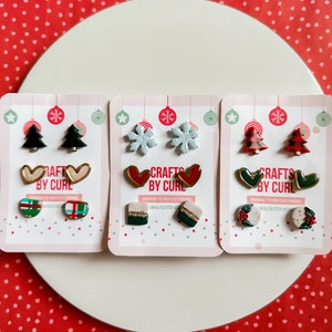 WINTER STUD PACKS! Holiday Clay Stud Earrings; Christmas Earrings; Christmas Stud Earrings; Holiday Earrings; Stocking Stuffer Ideas
