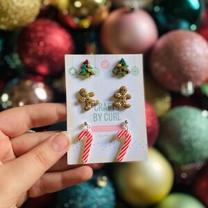 CHRISTMAS CLASSICS Stud Pack! Christmas Stud Earrings; Gingerbread Stud Earrings; Candy Cane Earrings; Clay Stud Earrings; Holiday Earrings