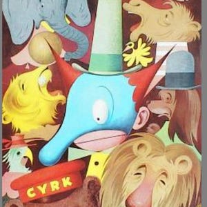 Vintage Original Polish Circus poster Animals 1980 Original Cyrk Print Animal Wall Children Room Decor Art Artwork from Polish Poster Studio