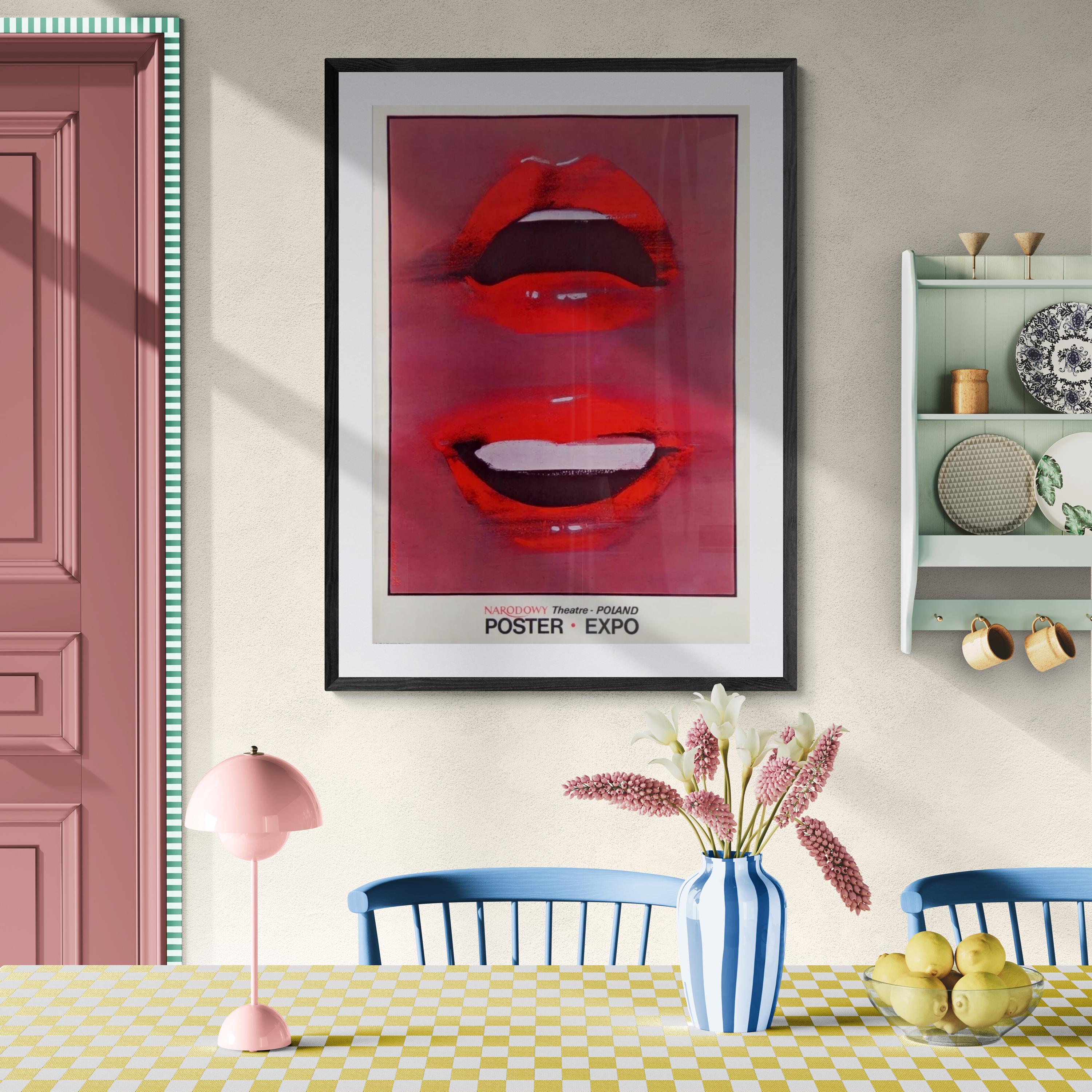 Vintage Waldemar Swierzy Poster Expo 1981 Original Polish Lips