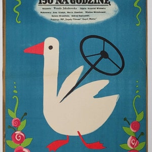 150 km all'ora Manifesto polacco originale del 1971 di Jerzy Flisak dello studio di poster polacchi