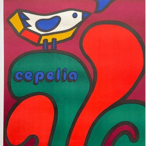 Cepelia Bird Original 1973 Polish Exhibition Poster by Jan Mlodozeniec