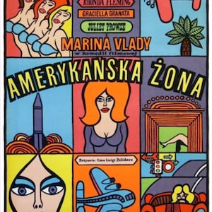 The American Wife o Run for Your Wife Manifesto originale del film polacco del 1968 di Andrzej Krajewski da Polish Poster Studio