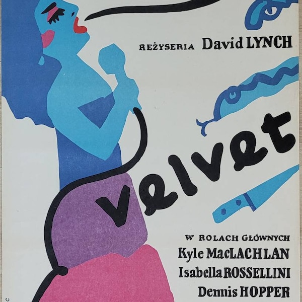 Blue Velvet Original 1987 polnisches Filmplakat von Jan Mlodozeniec