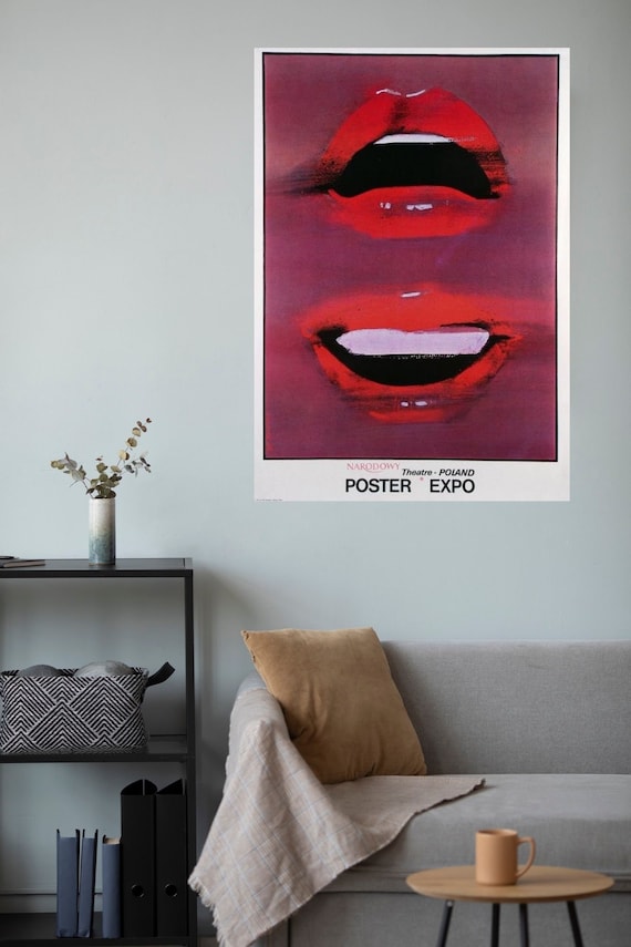 Vintage Waldemar Swierzy Poster Expo 1981 Original Polish Lips