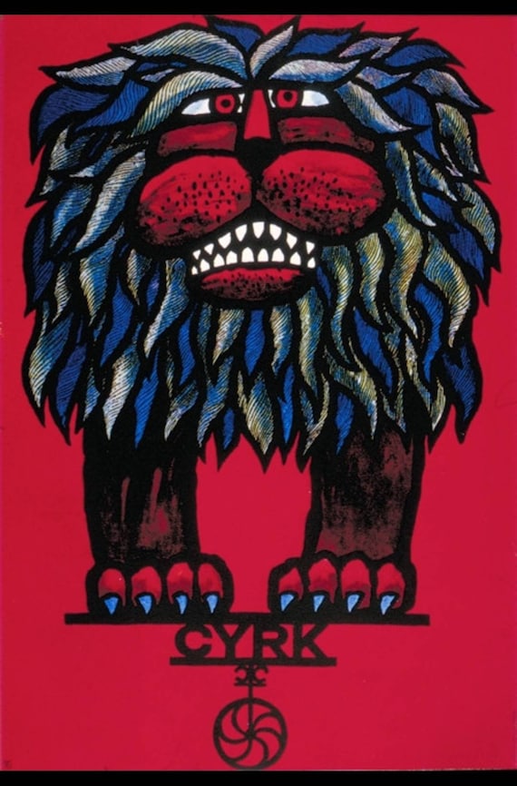 チカーノ ギャング / graphic poster Balancing Lion by Hubert Hilscher 1978 Polish Circus Poster
