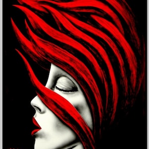 Póster de música jazz original de Kale Bala de Leszek Zebrowski, decoración de pared para habitación, mujer pelirroja de Polish Poster Studio