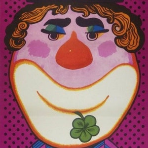 Clown with a clover 1980s Vintage Circus Poster by Bohdan Bocianowski