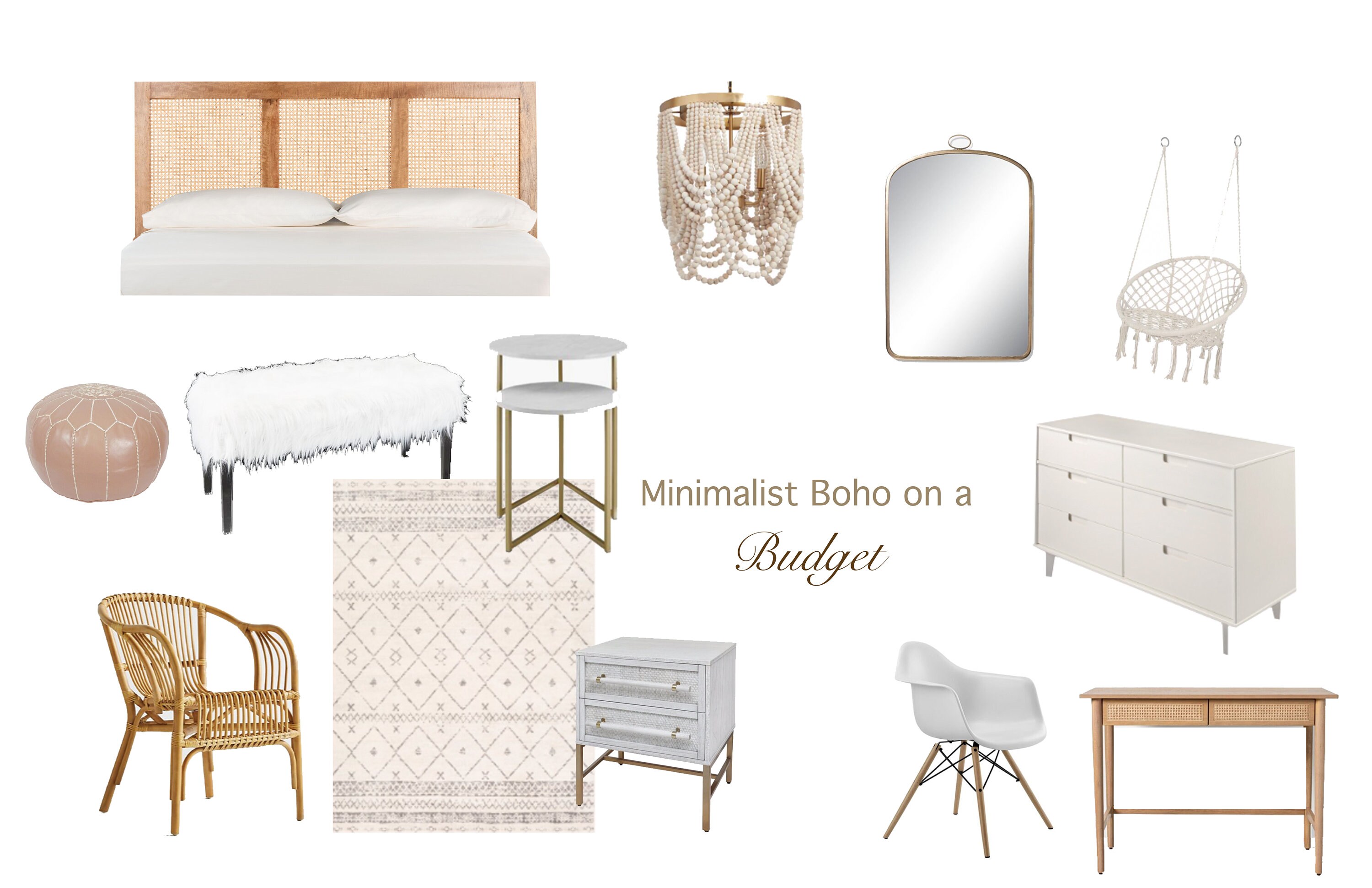 Minimalist Boho Bedroom influencer bedroom on budget edesign Etsy