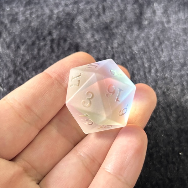 Raised number Dichroic Glass Gemstone Dice Polyhedral Dice DND Set